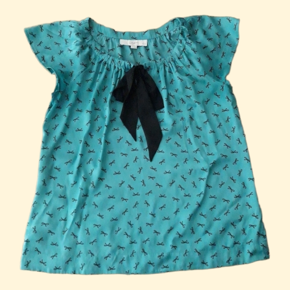 Loft Pleated Neck Petite Blouse  SALE 20% OFF